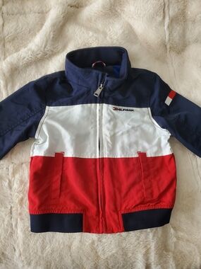 Tommy Hilfiger Kids Navy White Red Colorblock Puffer Jacket Size 24 Months